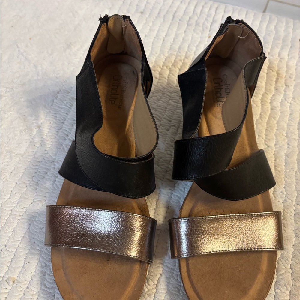 Croft & Barrow Black and Metallic Sandals